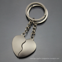 Promotion Laser Engrave Logo Metal Pairs Couple Heart Keyring (F1379A)